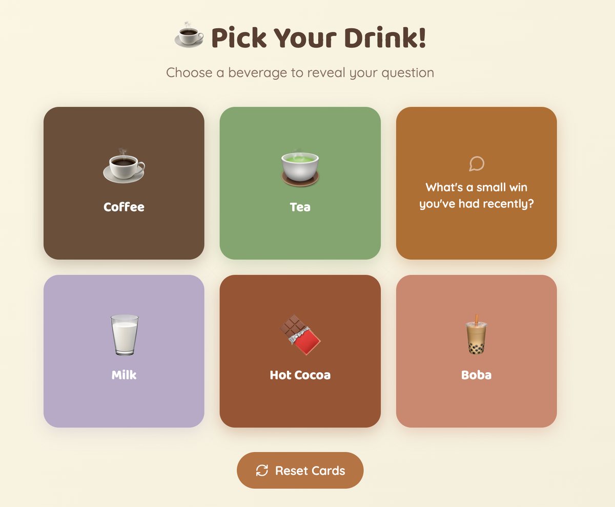 Pick Your Drink warm-up activity